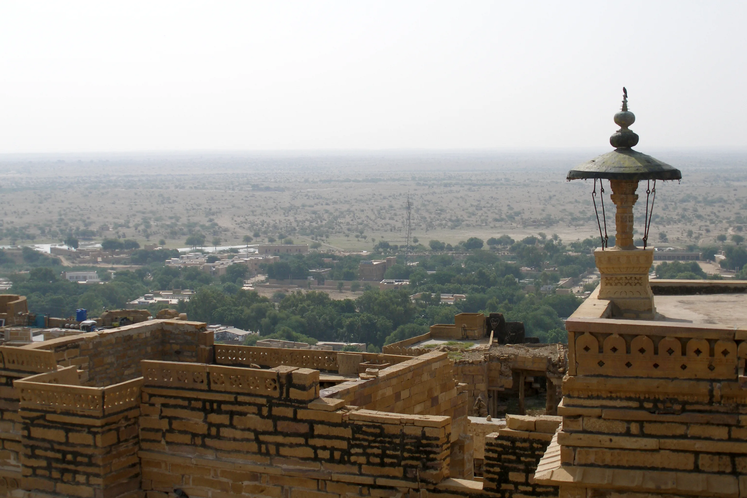 Panorama of Jaisalmer Fort rising over the Thar Desert in Rajasthan