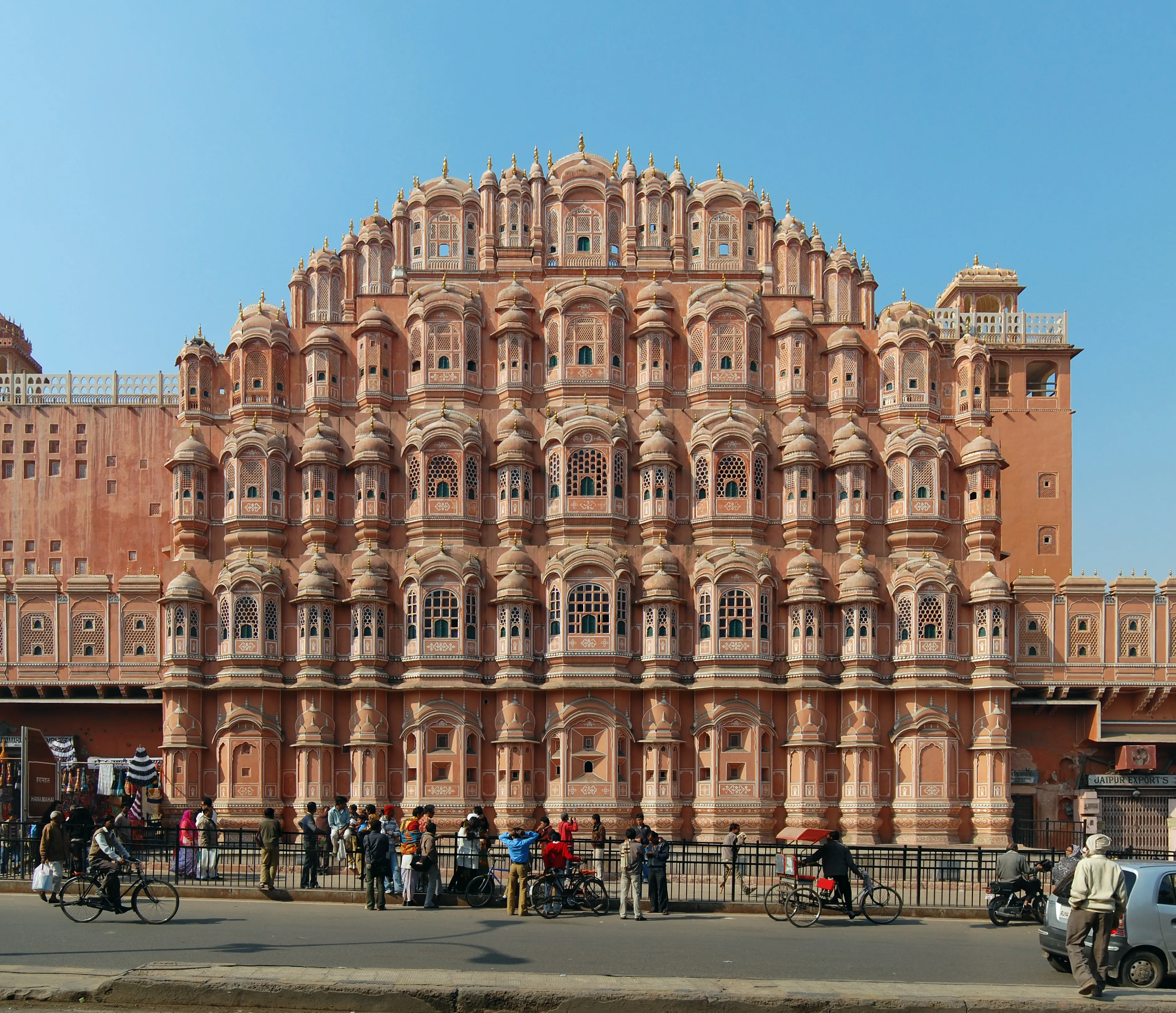 Hawa Mahal facade in Jaipur, Rajasthan at golden hour